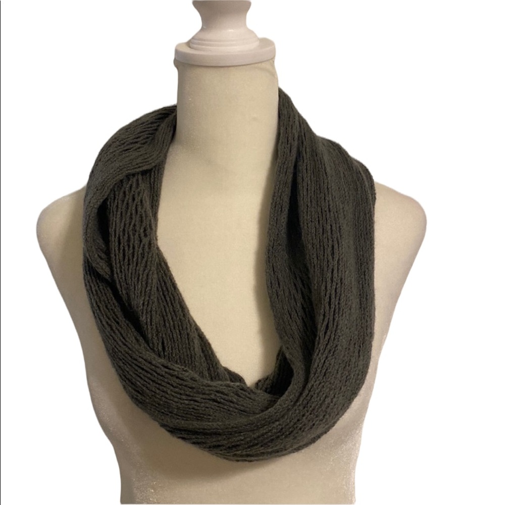 Gray knit infinity scarf